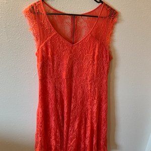 TORRID CORAL LACE V-NECK SKATER DRESS